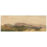 JOHN HENRY MOLE (1814-1886) Hilly landscape, watercolour, 8.5 x 23.5cm, with Anthony J. Lester