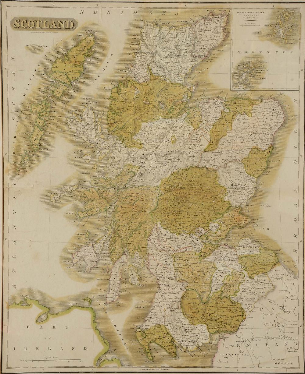 A 19TH CENTURY ENGRAVED MAP of Scotland, drawn and engraved for Thomson's New General Atlas c.