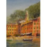 GRENVILLE COTTINGHAM (1943-2007) 'Portofino', signed, watercolour, 34.5 x 25cm, mounted but