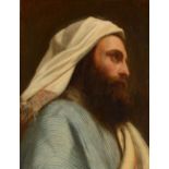 MARIA BURNHAM BROOK (act. 1872-1885) Head of a man in Arab dress, inscribed to stretcher verso, 44 x