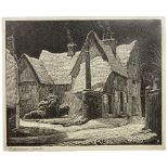 JOHN HOOKHAM A manor house in Winter, wood engraving, inscribed in pencil to margin ? 'Fulbourn,