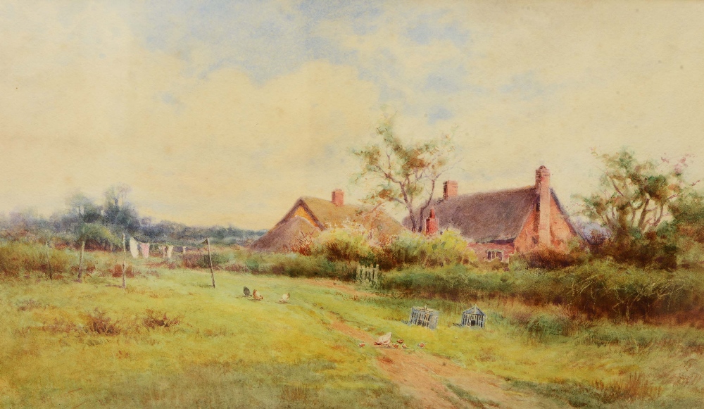 HENRY JOHN SYLVESTER STANNARD (1870-1951) A country cottage, signed, inscribed 'Flitwick' to label