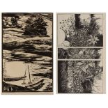 BARRY MOSER (b. 1940) 'Garden of Satanic Delights', triptych wood engraving, pencil signed in the