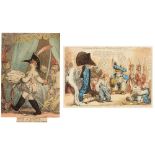 THOMAS ROWLANDSON 'Puss in Boots or General Junot taken by Surprise', etching, hand-coloured, 31 x