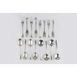 A MATCHED PART SERVICE OF SILVER HANOVERIAN PATTERN FLATWARE, comprising four table forks, four