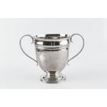 AN EDWARDIAN SILVER TWIN HANDLED TROPHY CUP, for Lady Gifford's Harriers Point to Point