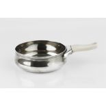 AN EARLY 20TH CENTURY AMERICAN SILVER SIDE HANDLED PORRINGER, by Tiffany & Co., with shaped ivory