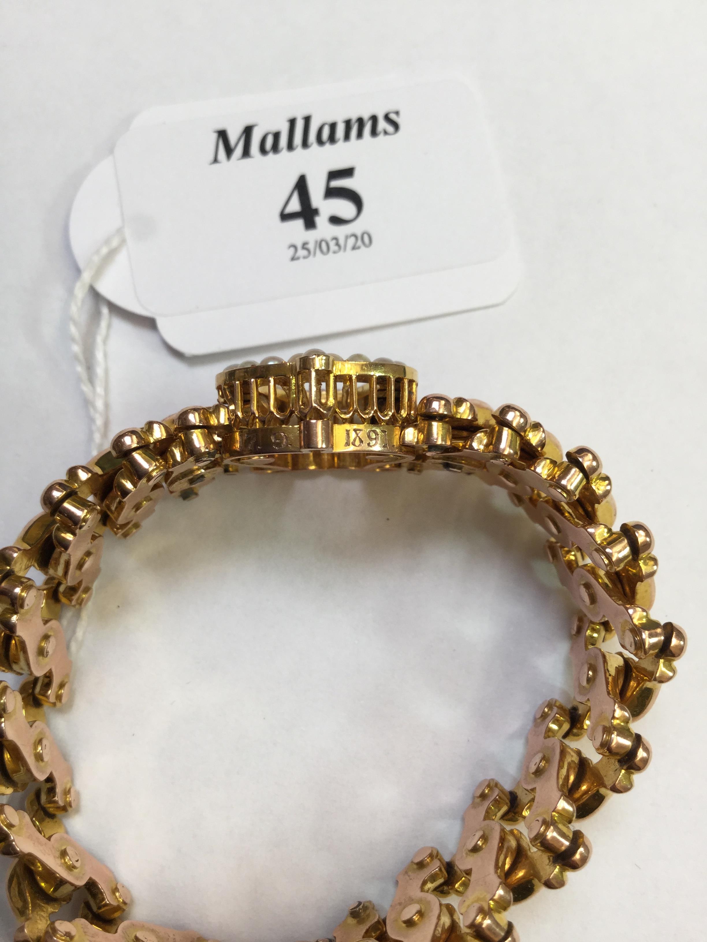 A LATE VICTORIAN HALF PEARL AND DIAMOND SET PANEL BRACELET, the articulated expanding bracelet of - Image 5 of 8