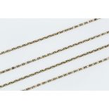 A YELLOW PRECIOUS METAL FANCY-LINK LONG CHAIN, (clasp deficient), length 158cm