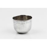 AN EARLY GEORGE III SILVER TUMBLER CUP, of plain rounded form, London 1775, with later 19th