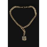 A VICTORIAN FANCY-LINK ALBERT CHAIN, comprising a series of faceted belcher and star decorated