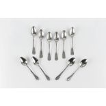 A SET OF SIX VICTORIAN SILVER FIDDLE PATTERN TEASPOONS, London 1865, assorted other 19th Century and