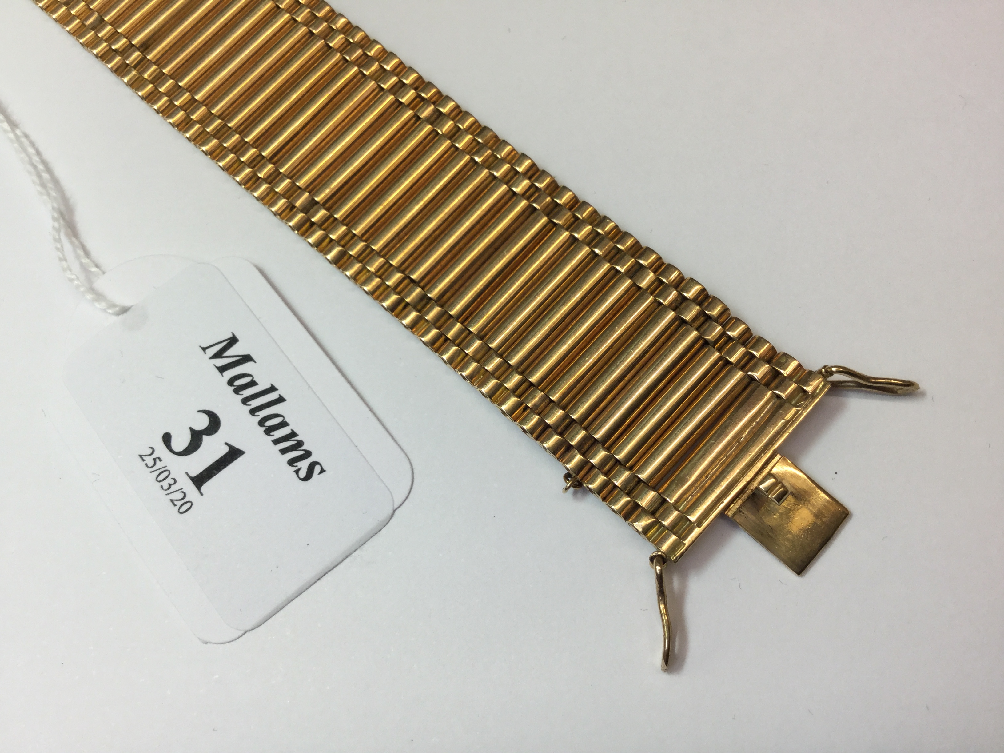 A 9CT GOLD FANCY-LINK BRACELET, of brick-link design, with Birmingham hallmark, length 18.5cm - Image 2 of 5