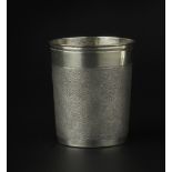 A LATE 17TH CENTURY GERMAN SILVER GILT BEAKER, of plain tapered form, with 'snakeskin' decoration,