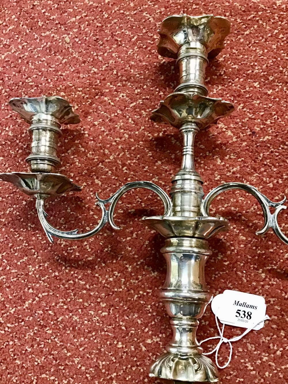 A PAIR OF WILLIAM IV SILVER CANDLESTICKS, with shaped and knopped stems, on shaped square bases, - Image 10 of 12