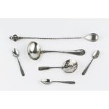 AN AMERICAN SILVER SIFTER SPOON, by Gorham, stamped Sterling, and a collection of miscellaneous