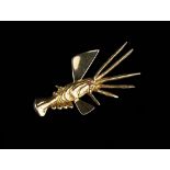 AN 18CT GOLD LOBSTER BROOCH BY ANTHONY HAWKSLEY, signed and hallmarked for London 1962, together