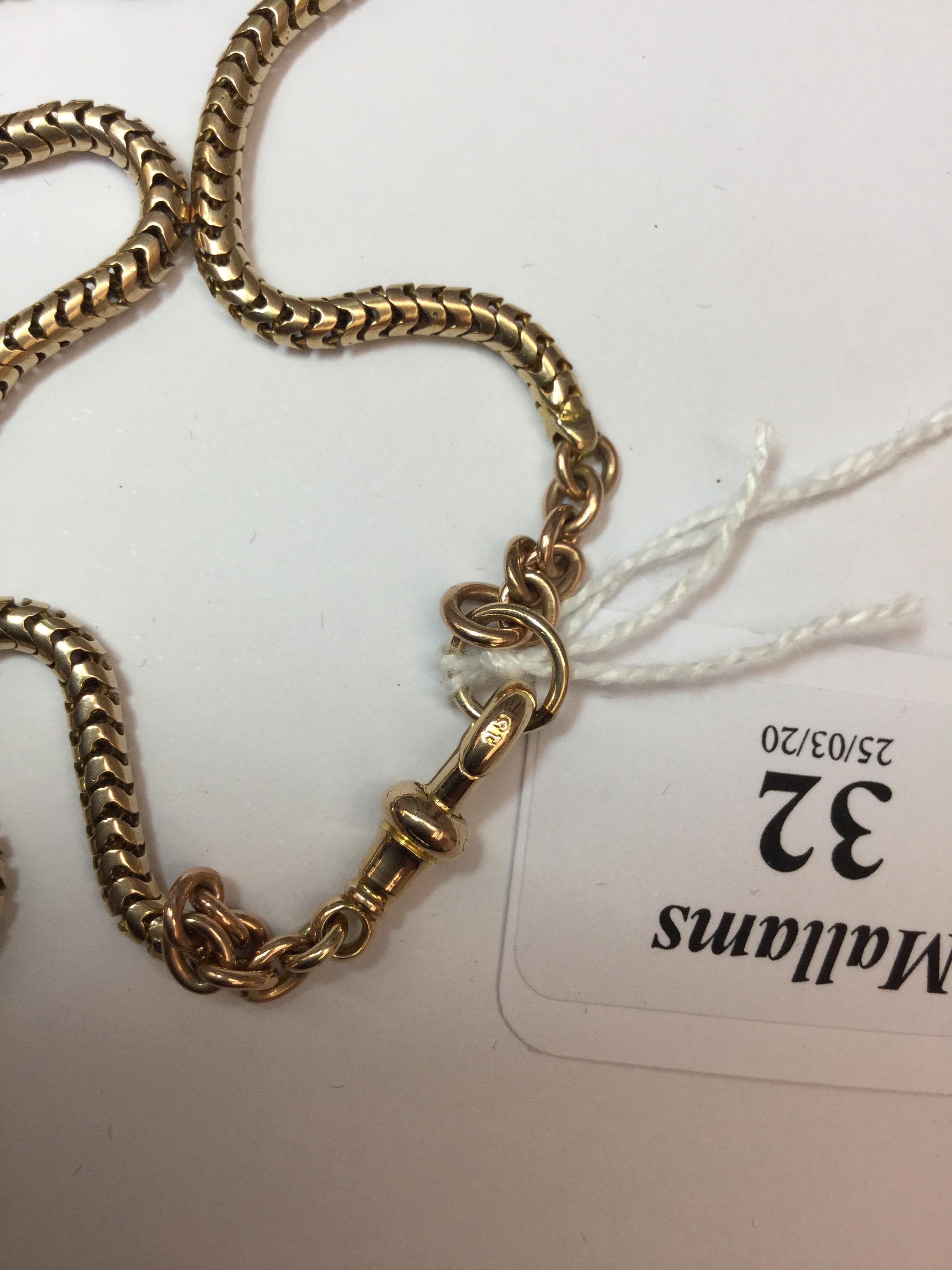 A SNAKE-LINK CHAIN, with belcher-link extension and swivel clasp stamped '15', length 41.5cm - Image 3 of 3