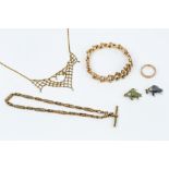 A COLLECTION OF ANTIQUE AND LATER JEWELLERY, comprising a Victorian expanding fancy-link bracelet,