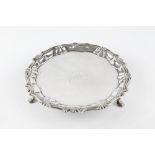 A GEORGE II SILVER WAITER, with piecrust border, on pad feet, by William Peaston, London 1749, 15.