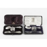 A LATE VICTORIAN SILVER THREE PIECE CHRISTENING SET, with florally engraved decoration, by