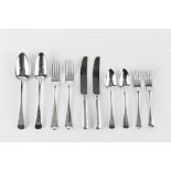 A MATCHED PART SERVICE OF GEORGE III SILVER OLD ENGLISH PATTERN FLATWARE, comprising three