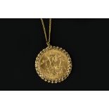 A SOVEREIGN PENDANT ON CHAIN, the Elizabeth II sovereign dated 1968, loose mounted in a 9ct gold