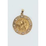 A SOVEREIGN PENDANT, the Edward VII sovereign dated 1908, to a 9ct gold textured mount with half