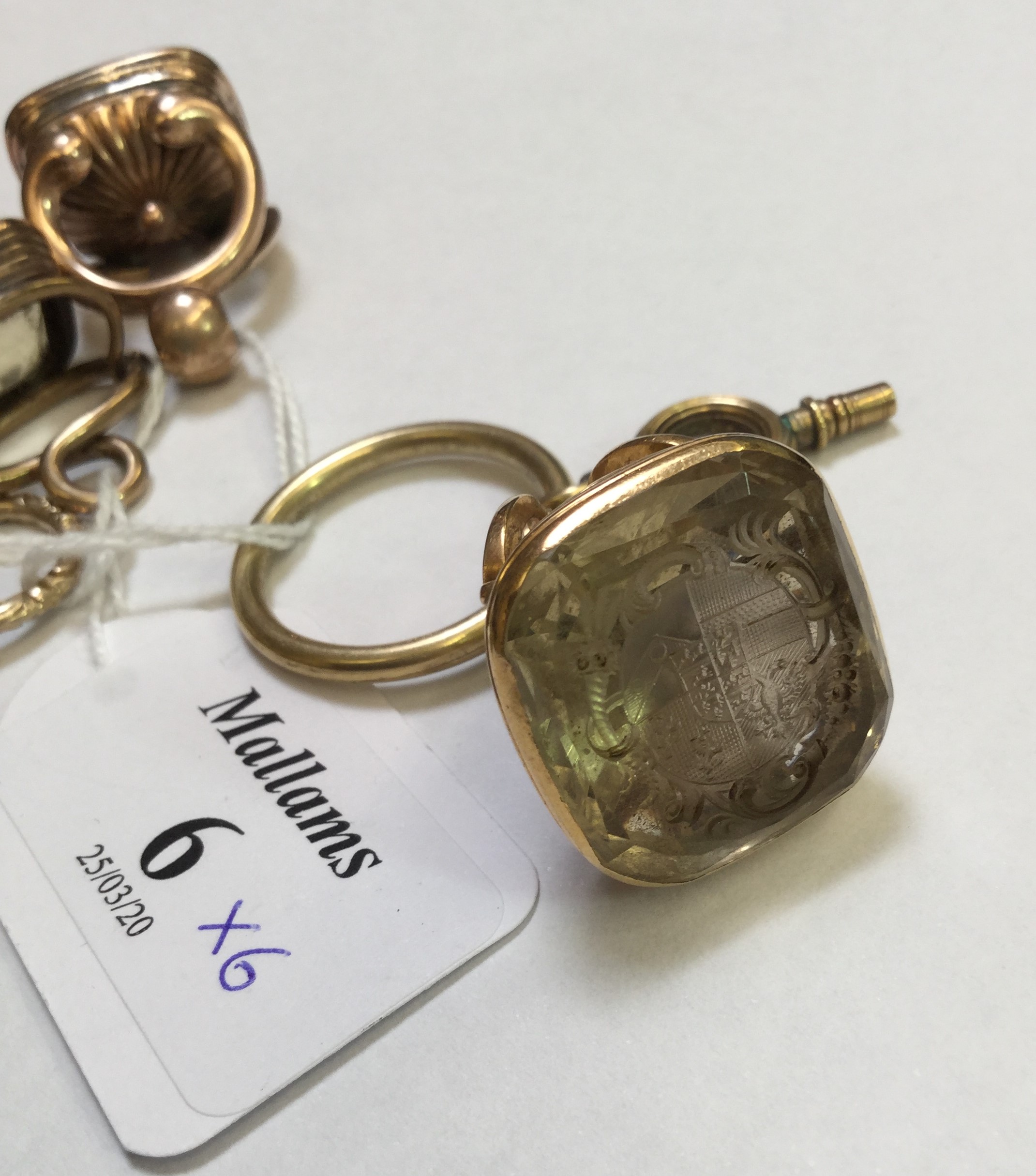 A COLLECTION OF 19TH CENTURY HARDSTONE SEAL FOBS, to include a citrine example, with incised - Image 5 of 7