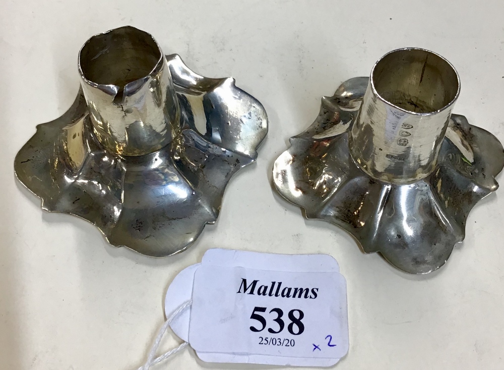 A PAIR OF WILLIAM IV SILVER CANDLESTICKS, with shaped and knopped stems, on shaped square bases, - Image 6 of 12