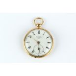 AN EARLY VICTORIAN 18CT GOLD OPEN FACE POCKET WATCH BY JAMES MCCABE, the circular white dial with