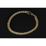 A 9CT GOLD ROLLER CURB-LINK BRACELET, length 19.5cm