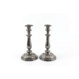 A PAIR OF MID 19TH CENTURY SHEFFIELD PLATE CANDLESTICKS, and a quantity of miscellaneous silver