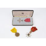 A MOST EXCELLENT ORDER OF THE BRITISH EMPIRE MBE BREAST BADGE, cased, and miscellaneous medals,