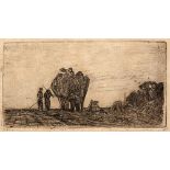 Charles March Gere (1869-1957) "Harvesting" etching 6 x 9.5cm. Provenance: From the collection of