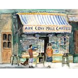 Christopher Wood (1901-1930) ''Aux Cent Mille Cartes'' watercolour and gouache 24 x 31cm.