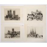 Margaret M. Rudge (1885-1972) Lincoln Cathedral signed in pencil (in the margin) etching, 18.5 x