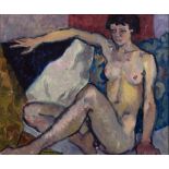 Fyffe Christie (1918-1979) Reclining nude, May 1978 signed and dated (lower left) oil on board 50