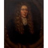 17TH CENTURY ENGLISH SCHOOL Portrait of a gentleman wearing a long curly wig and lace cravat
