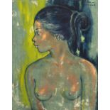 Circle Rudolf Bonnet (1895-1978) Portrait of nude lady bears signature and inscription "BALI 66" oil