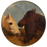 Follower of John Frederick Herring (1795-1865) Three horses grazing oil on canvas laid onto panel