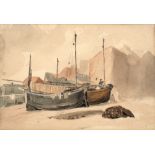 Attributed to Peter de Wint (1784-1849) "Hastings" pencil and watercolour 21.5 x 31.5cm.