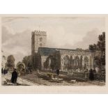 William Radclyffe after Frederick Mackenzie "The Church of St. Mary Magdalen" hand-coloured