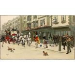 After Cecil Aldin The Mitre Hotel lithograph in colours 42 x 67cm; and William North (20th