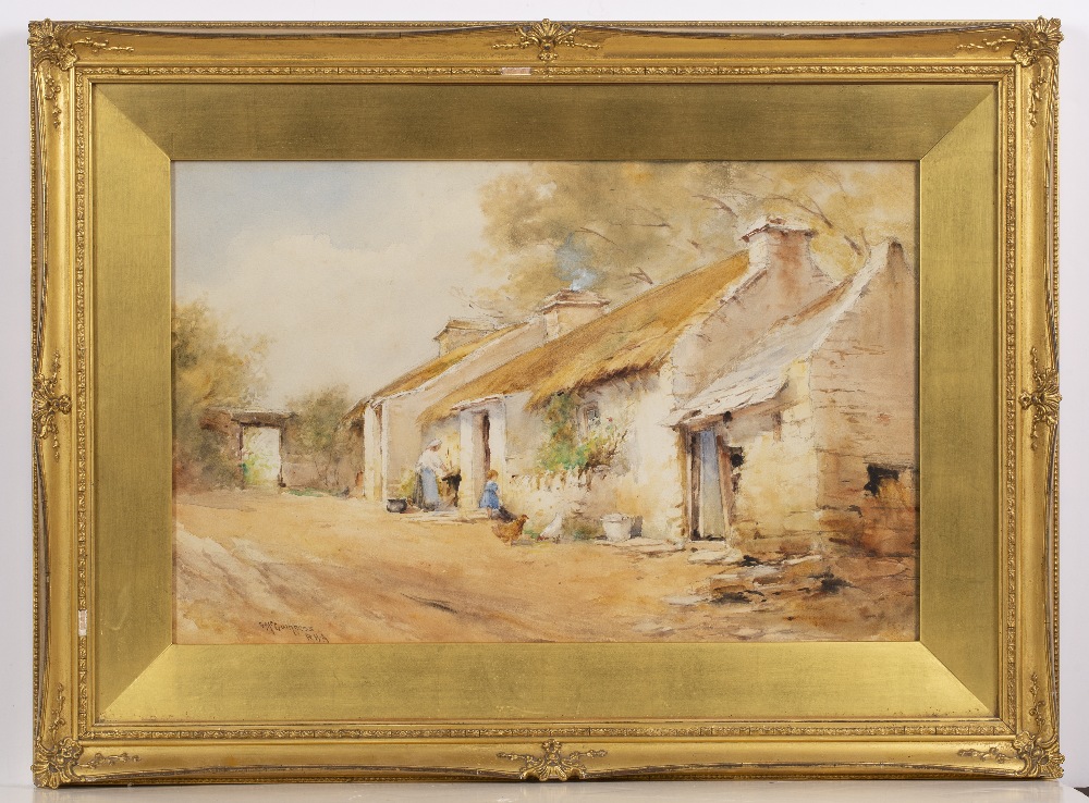 William Bingham McGuiness (1849-1928) Figures at a farmstead signed watercolour 33 x 51cm. - Image 2 of 3
