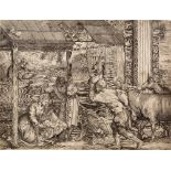 Luca Bertelli after Titian The Adoration of the Shepherds engraving 37 x 49cm. Provenance: From
