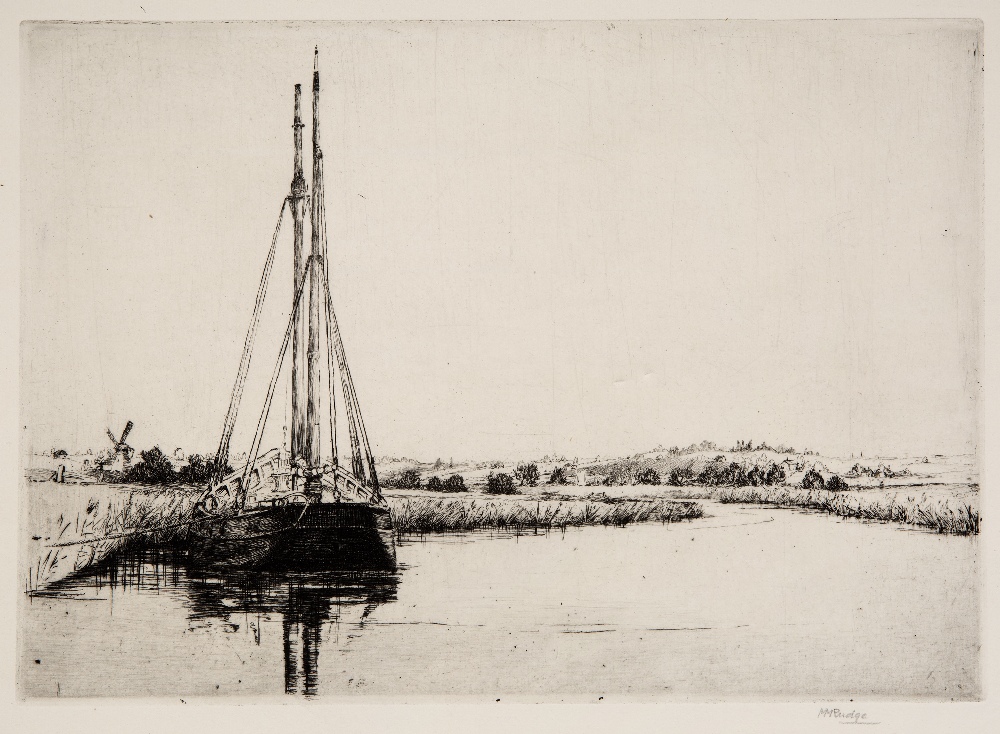 Margaret M. Rudge (1885-1972) "Norfolk Broads" signed in pencil (in the margin) etching,18 x 26cm;