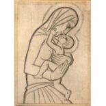 Eric Gill (1882-1940) Madonna and child wood engraving 9 x 6cm.