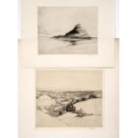 Margaret M. Rudge (1885-1972) "Glastonbury Tor" signed in pencil (in the margin) etching (x3) 20.5 x
