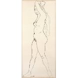 John Hutton (1906-1978) Standing nude signed (lower right) pen and ink 58 x 25cm.